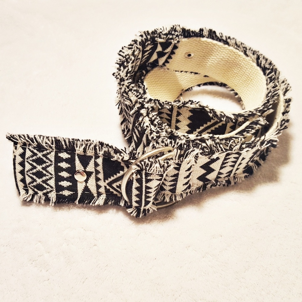 Aztec Print Adjustable Canvas Cloth Belt Sz 11-13